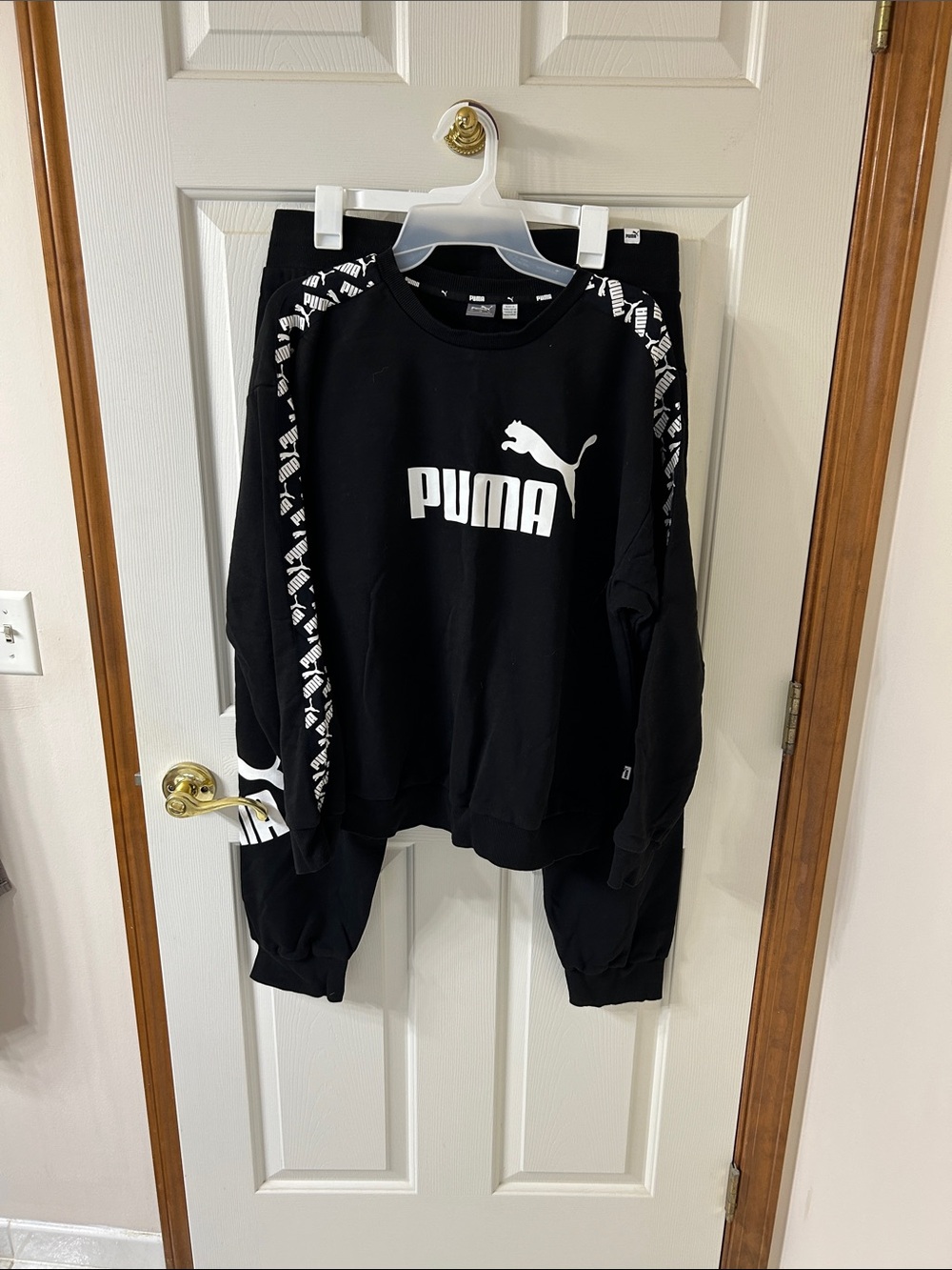 Puma Black Sweatshirt with White Logo and Stripe Detail